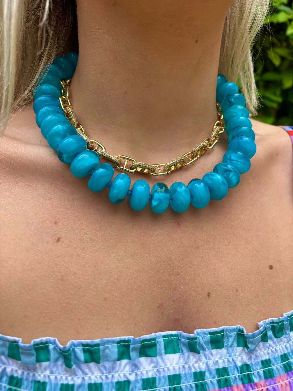 Bailey Navy Chunky Beaded Necklace