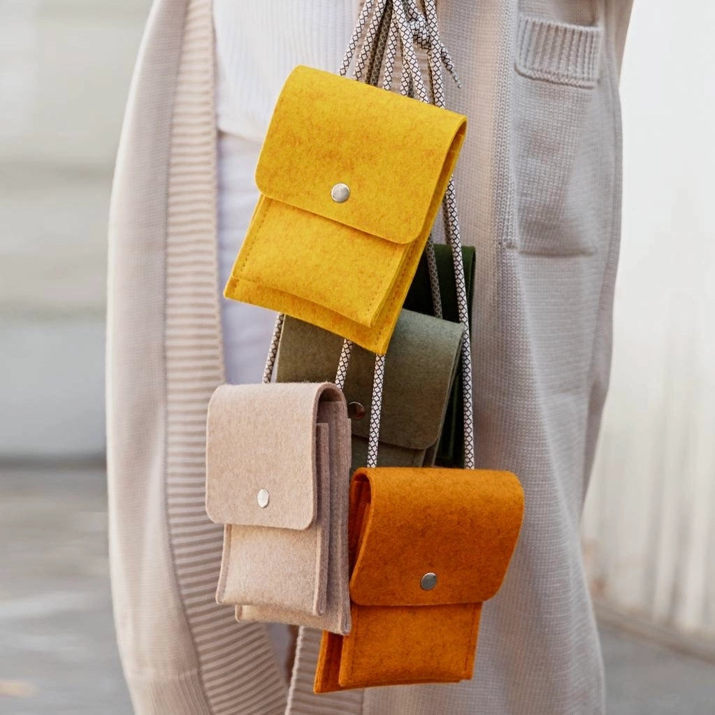 Compact Wool Felt Phone Bag