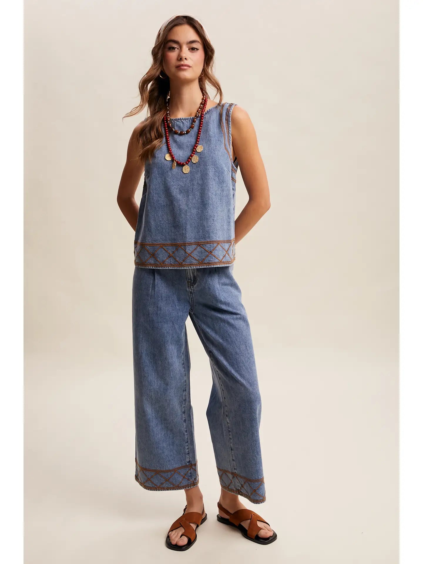 Denim Tank & Pants Set in Drift Blue