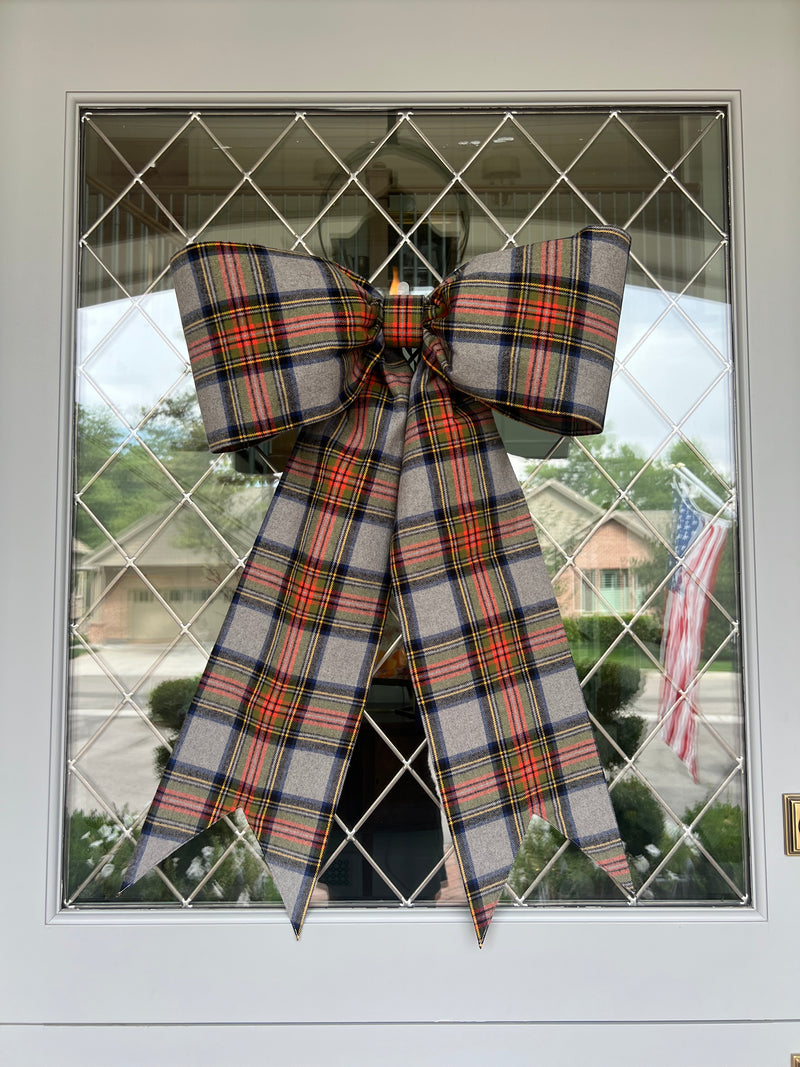 Gray Plaid Bow