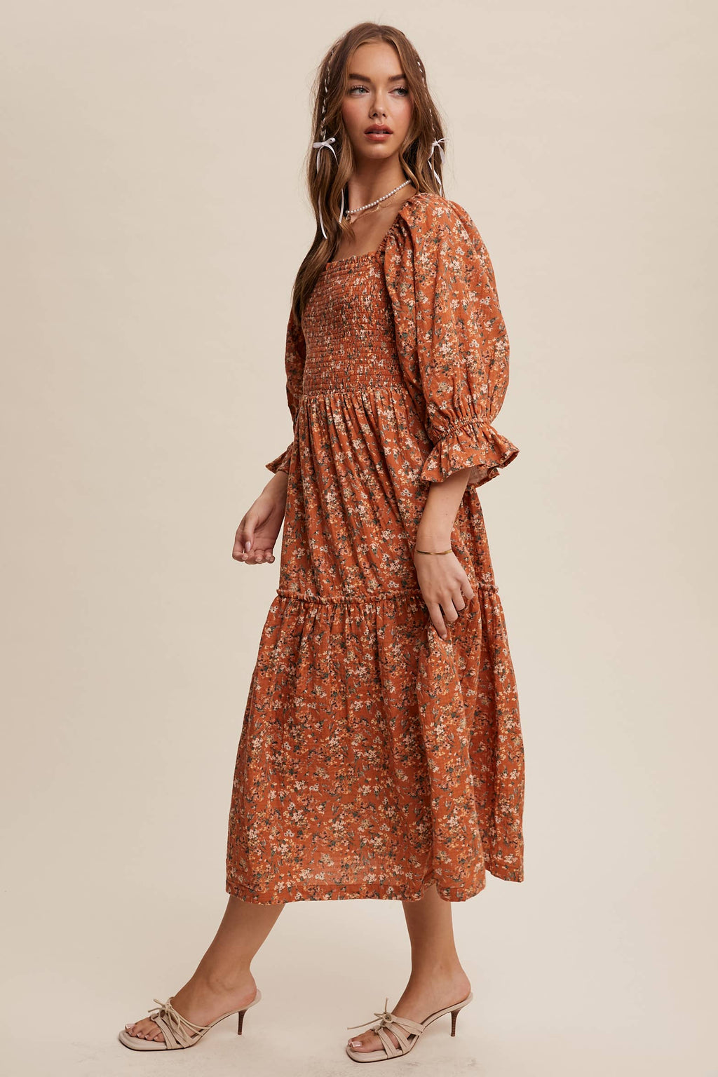 Floral Tiered Midi Dress