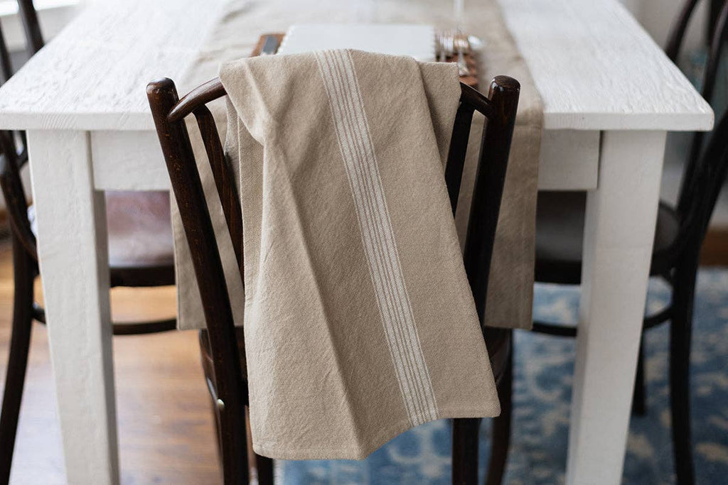 Vintage White Stripe Kitchen Tea Towel