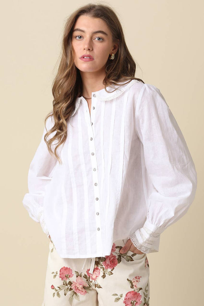 Arely Collar Pintuck Blouse