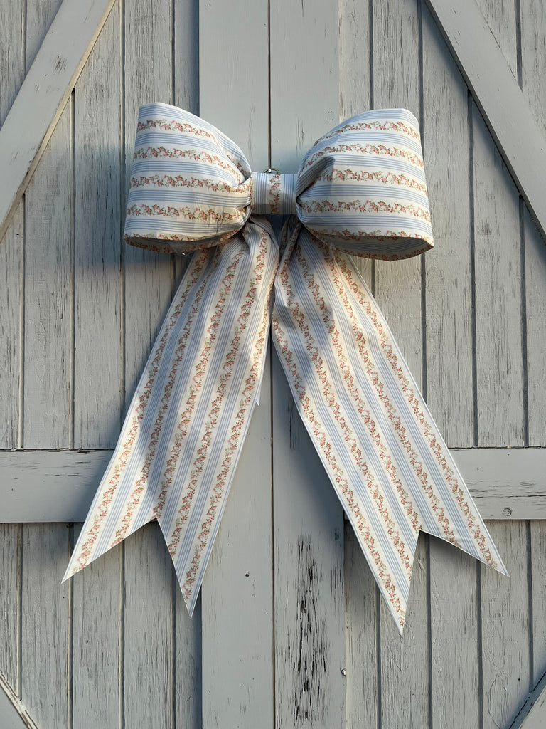 Porcelain Blue Stripe & Pink Floral