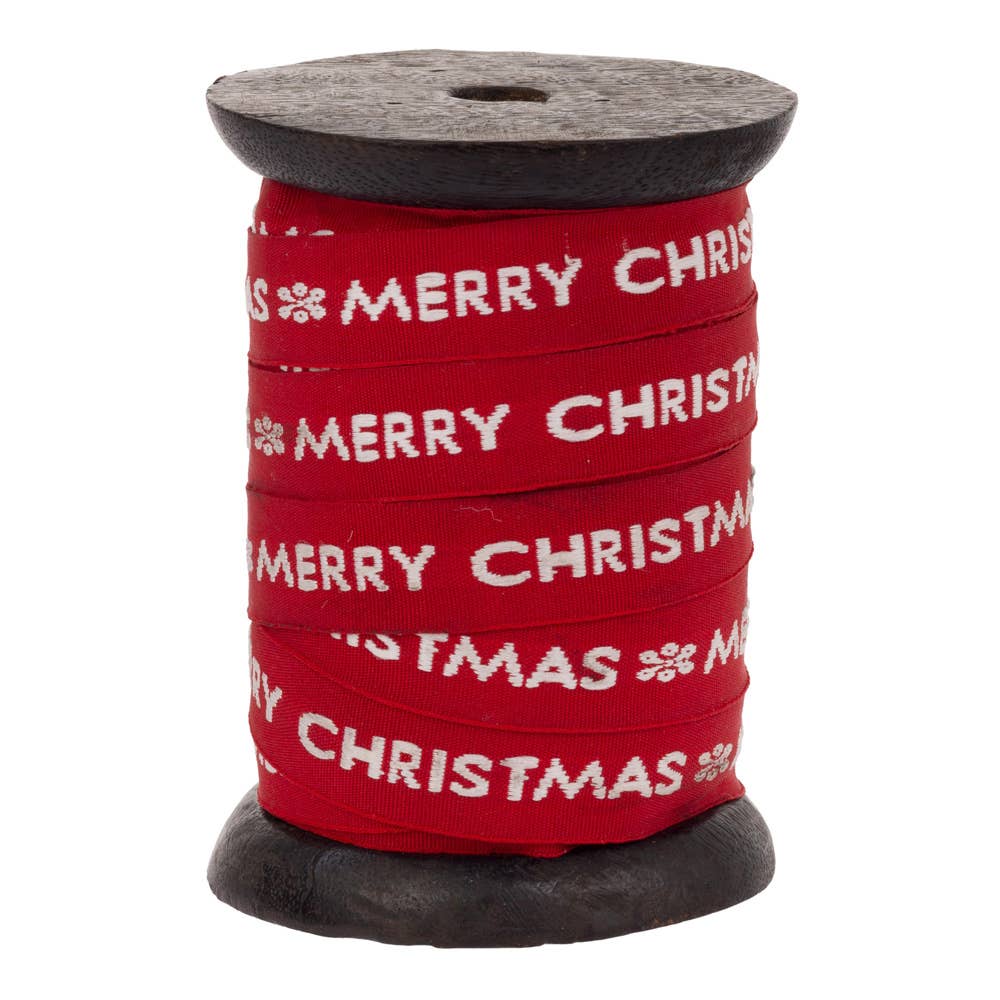 Ribbon Spool 32' Long Merry Christmas
