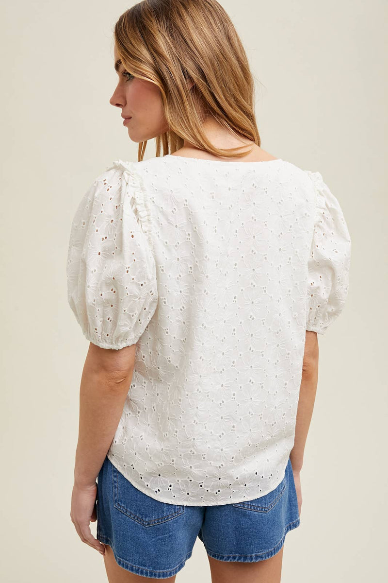 Eyelet Puff Sleeve Top