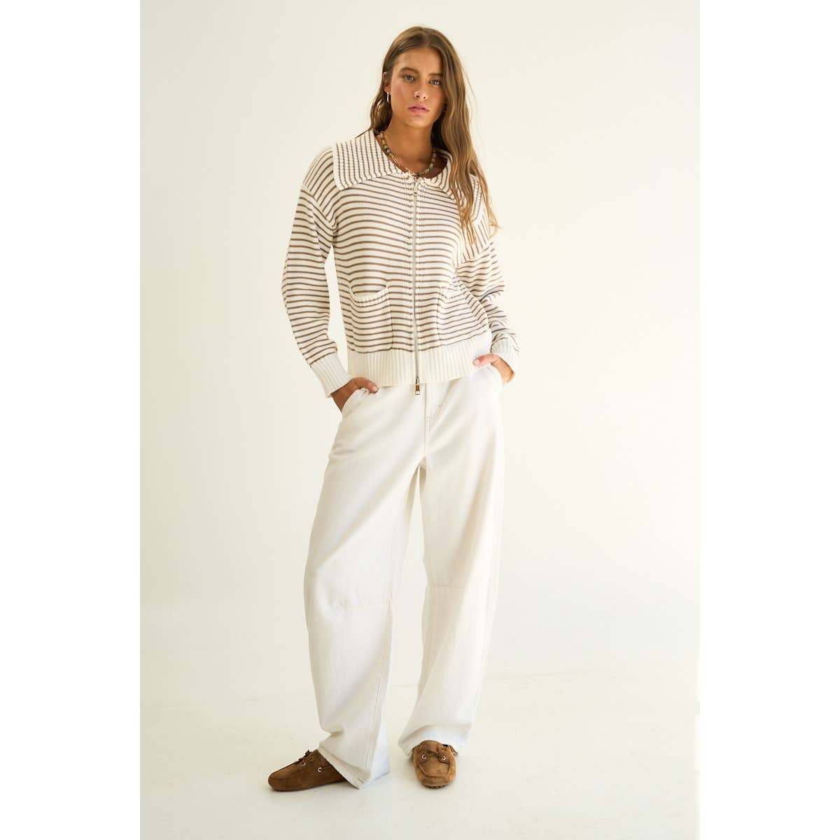 Striped Zip-Up Sweater