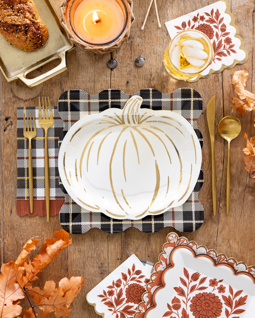 Black Fall Plaid Plates