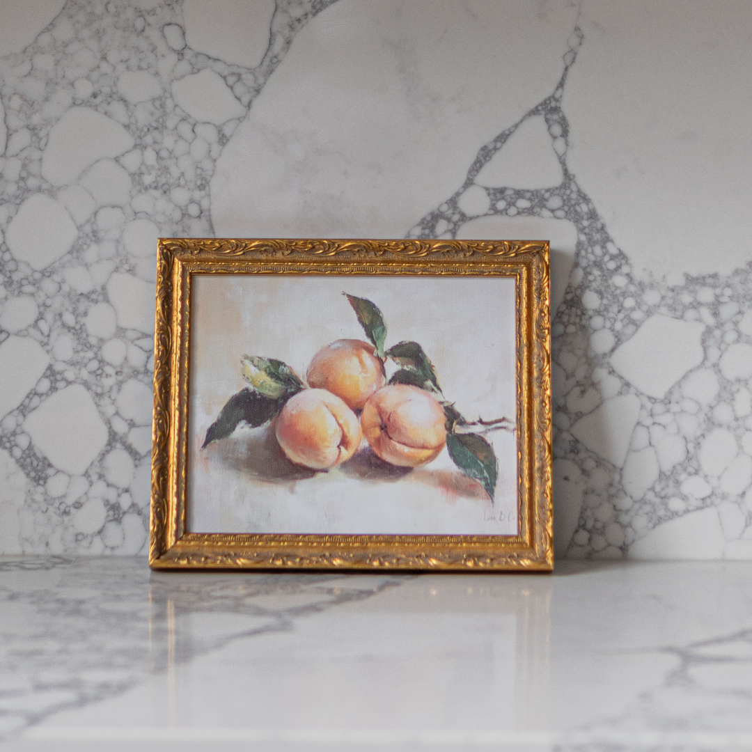 Watercolor Peach French Brass Gold Mould Framed Art