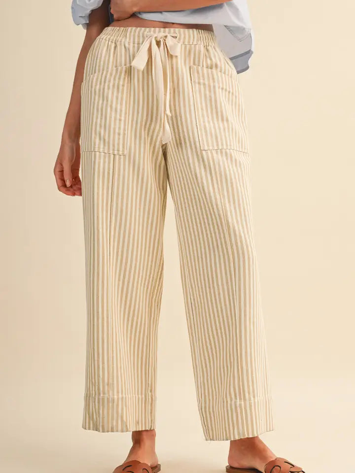 Striped Wide Leg Drawstring Pants