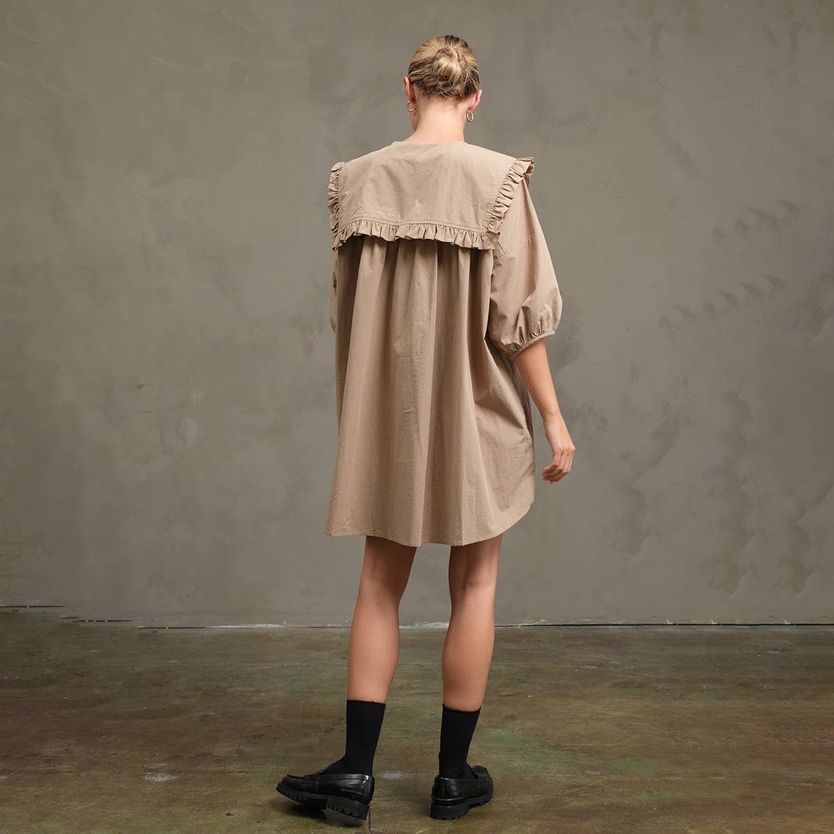 Ruffle Collar Smock Dress