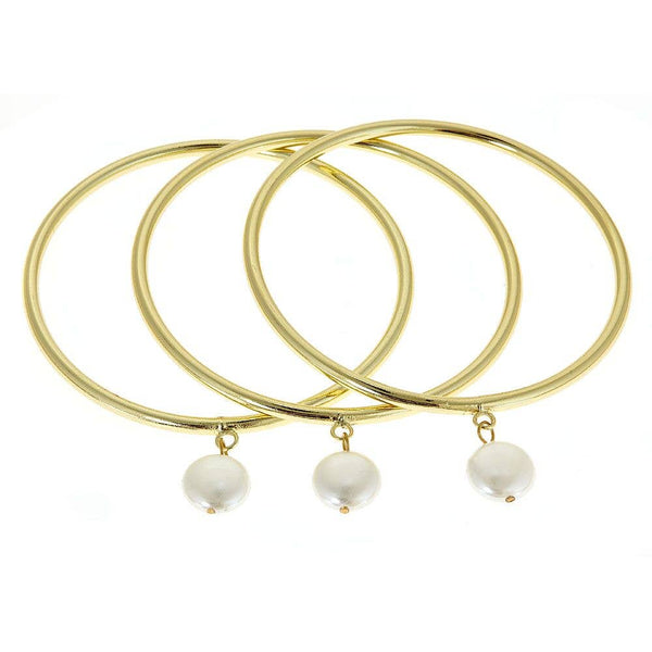Set of 3 Coin Pearls Bangle