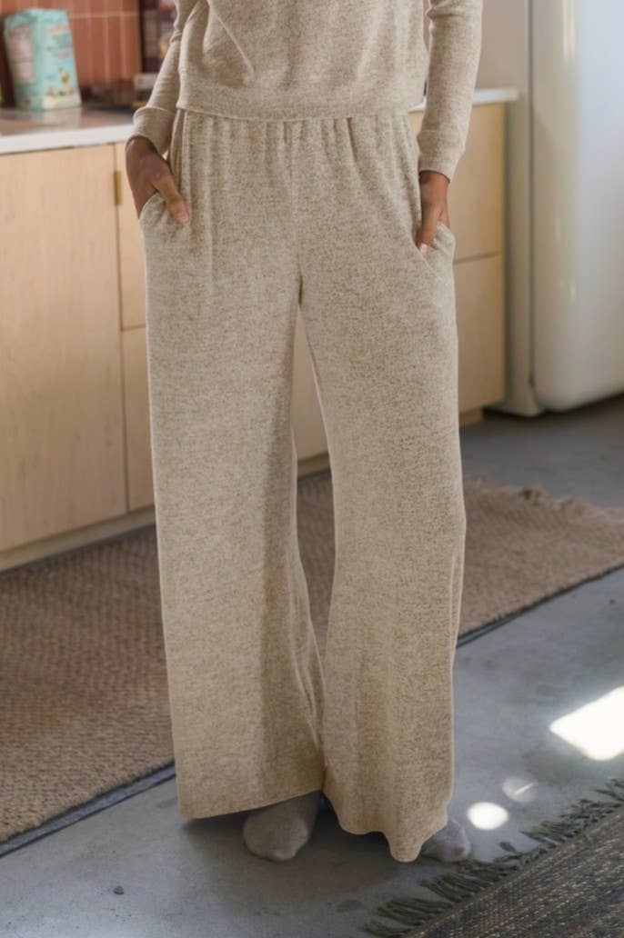 Brushed Knit Relaxed Lounge Pants in Oatmeal