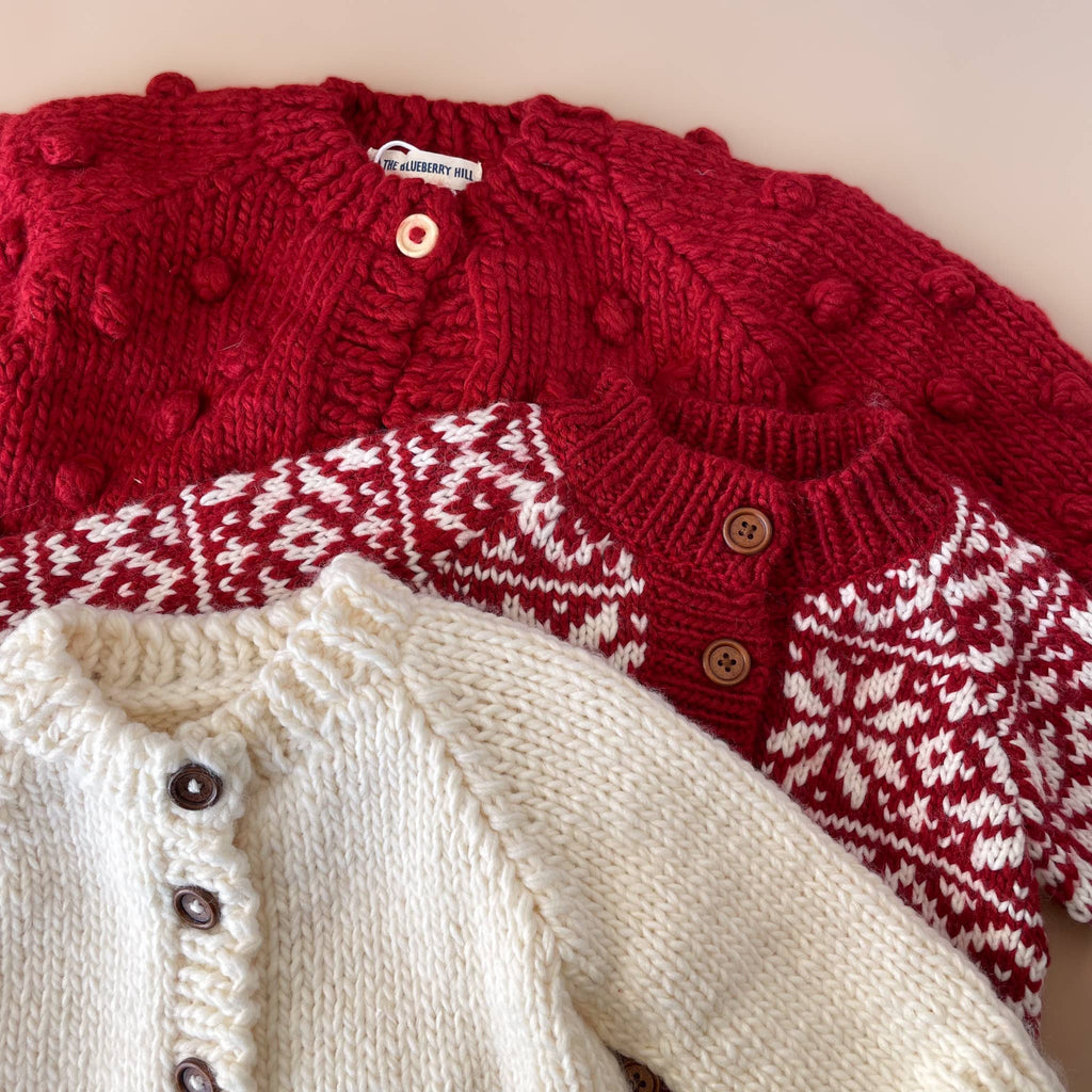 Red Baby Popcorn Cardigan