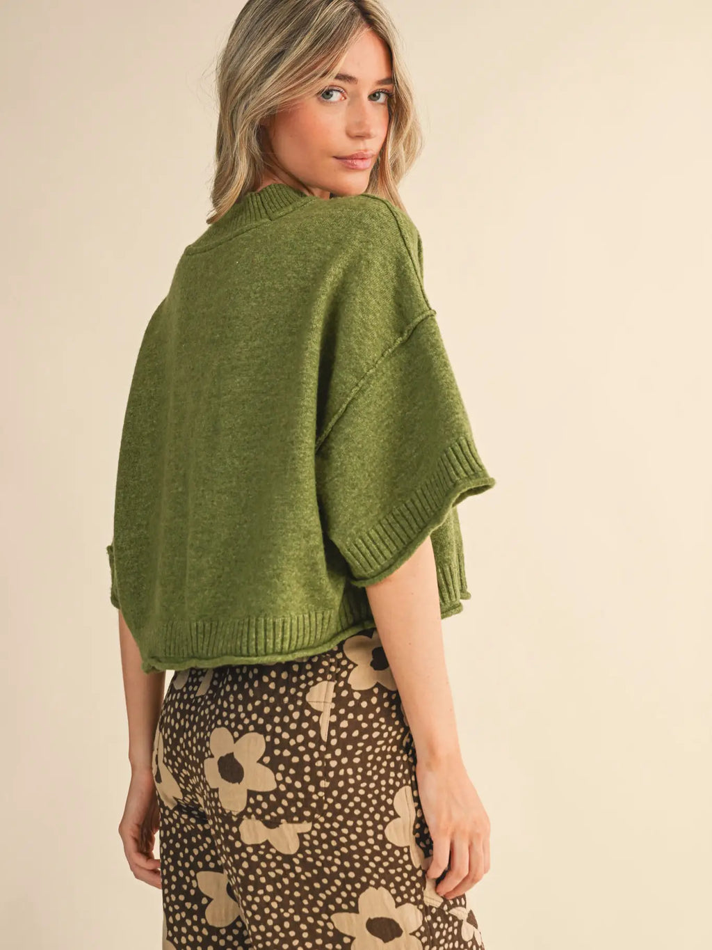 Mock Neck Sweater in Olive Green
