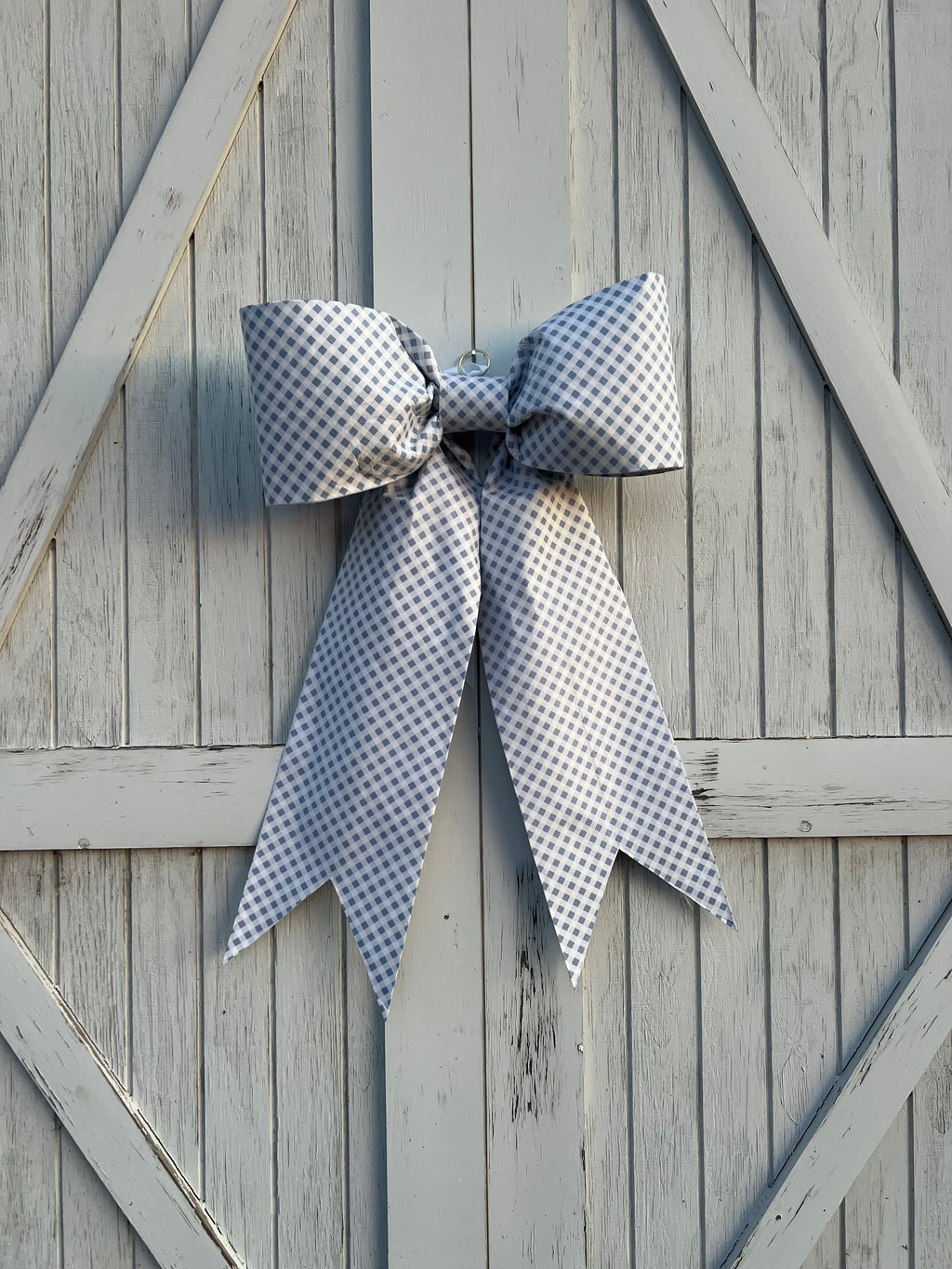 Blue & White Basket Check Bow