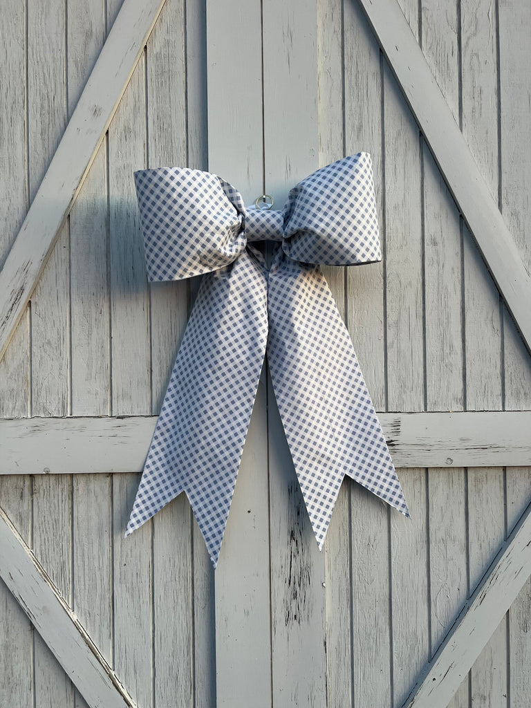 Blue & White Basket Check Bow