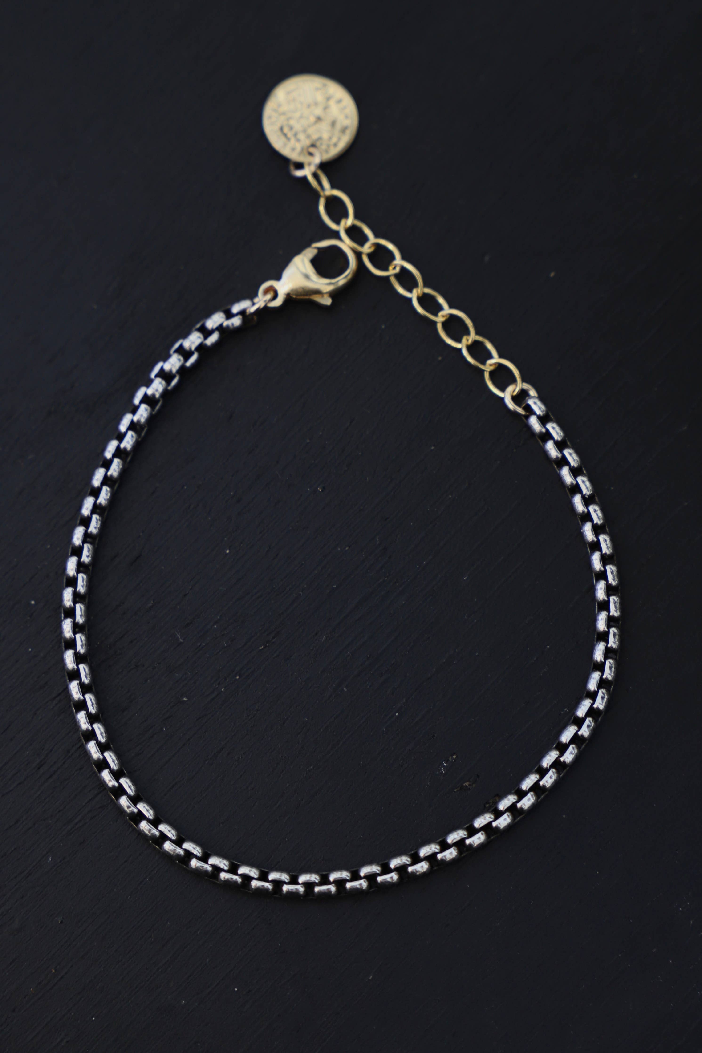 Holland Two Tone Round Box Chain Bracelet