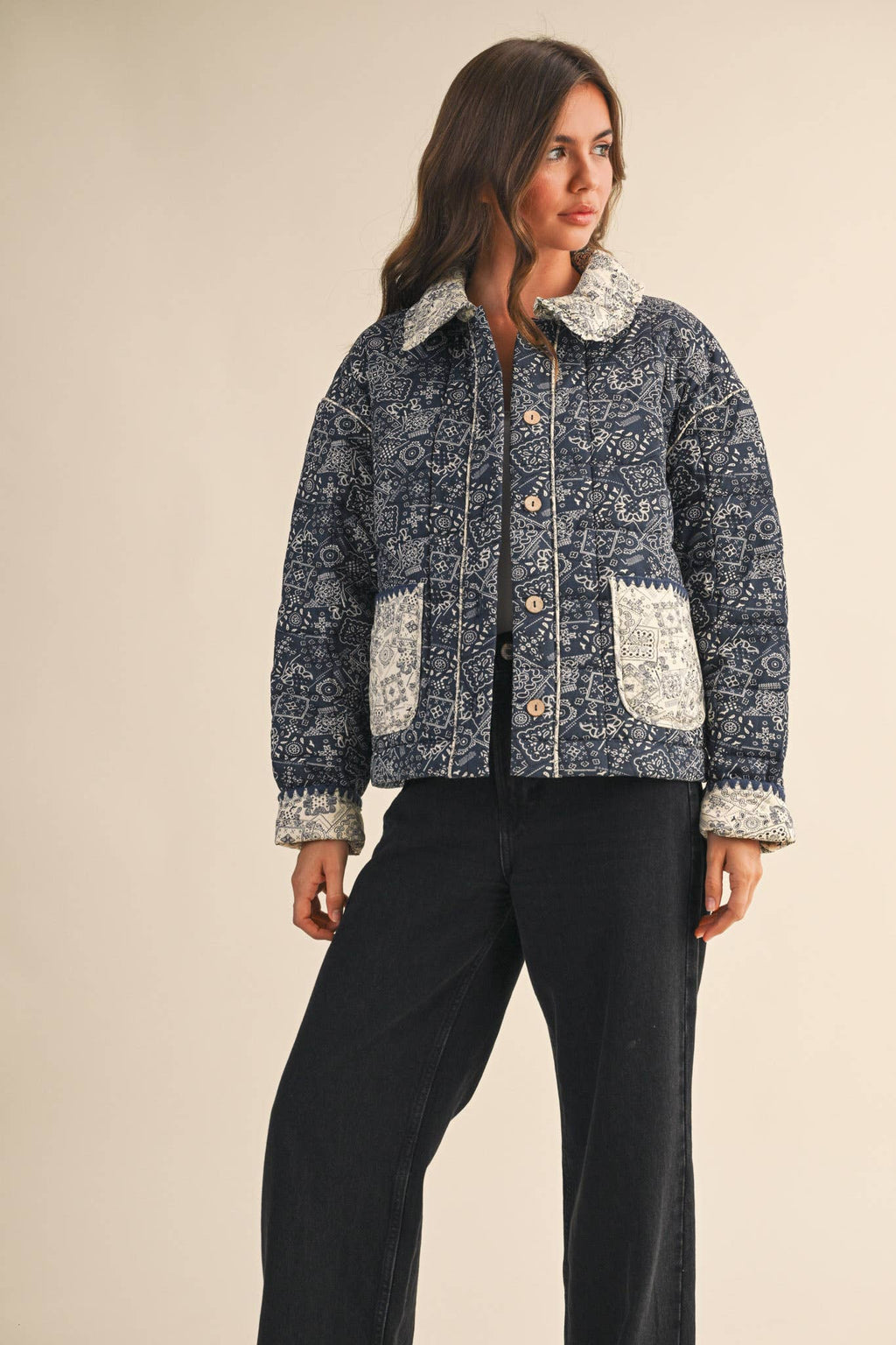 Quilted Bandana Print Jacket