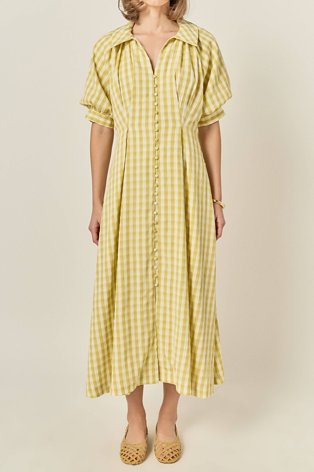 Gingham Puff Sleeve Dress