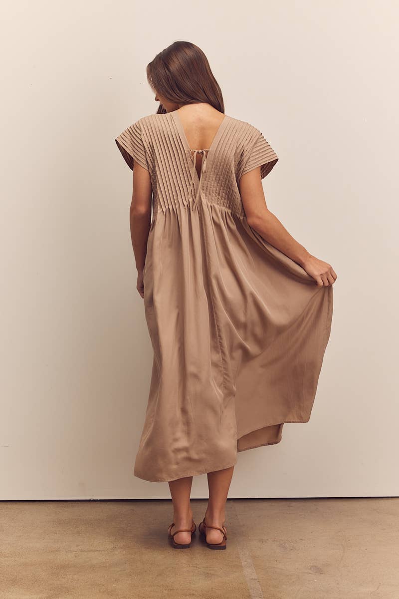 Pin-tucked midi dress