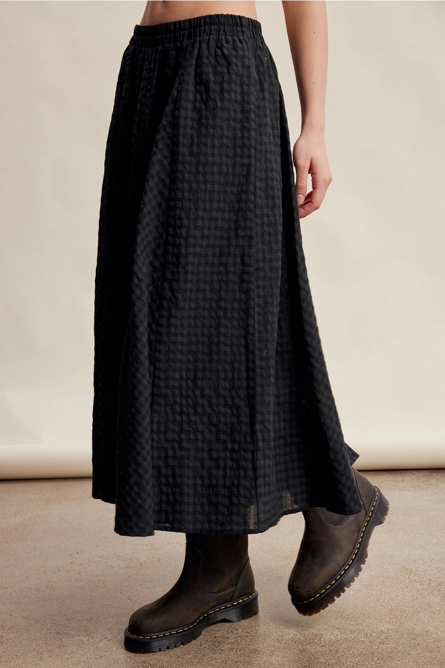 Textured Gingham Maxi Skirt