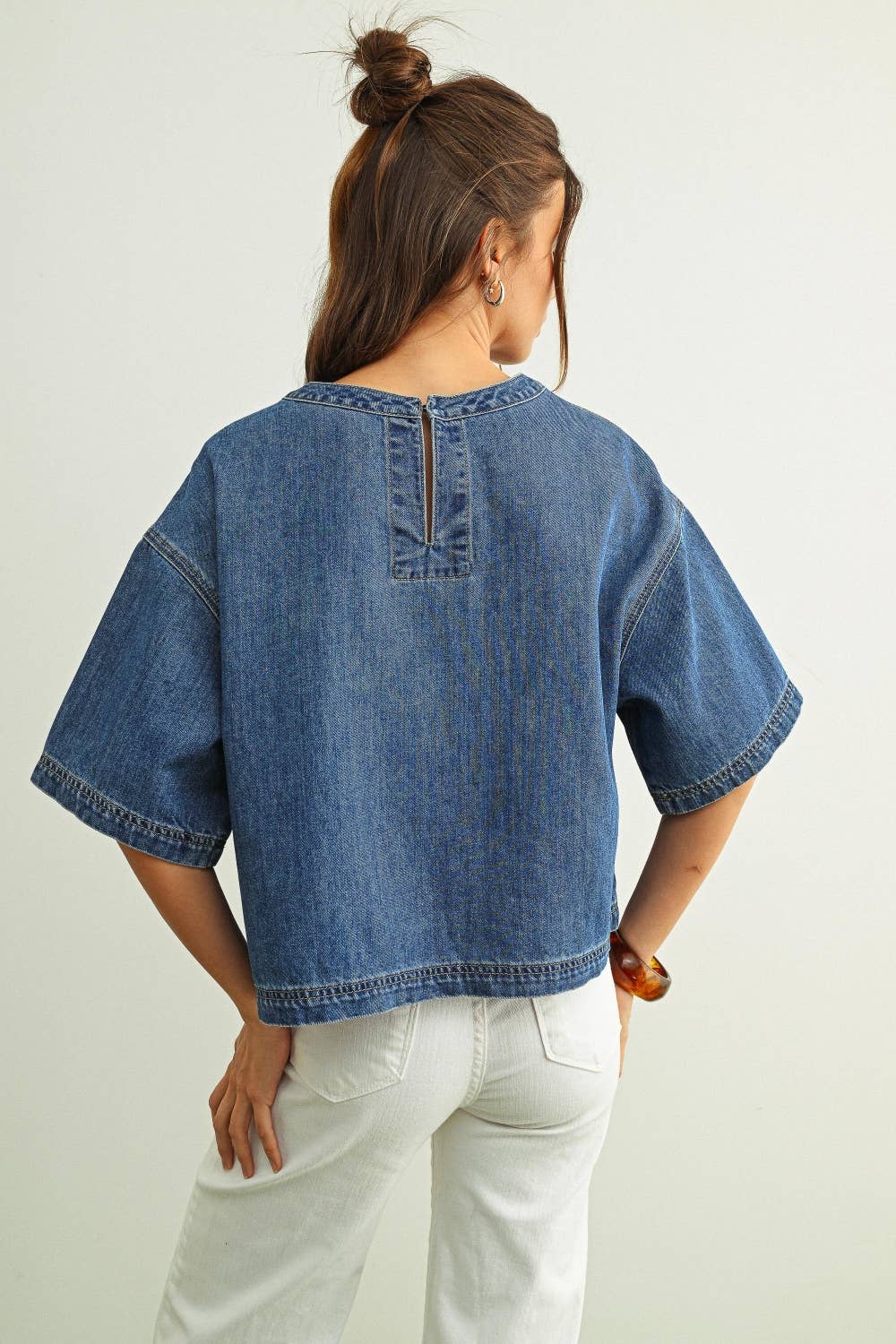 Round Neck Denim Top