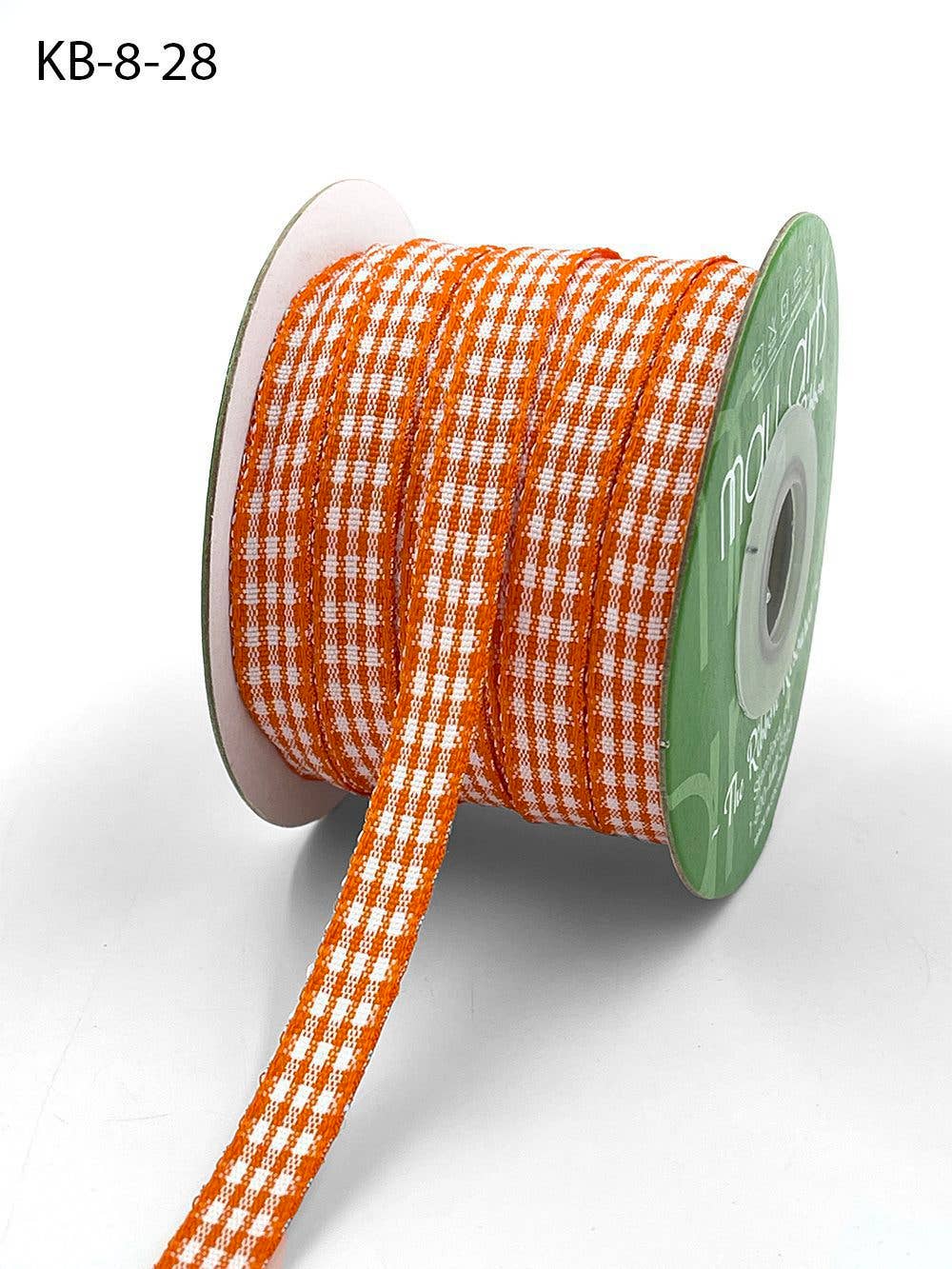 Orange & White Checkered Gingham Ribbon