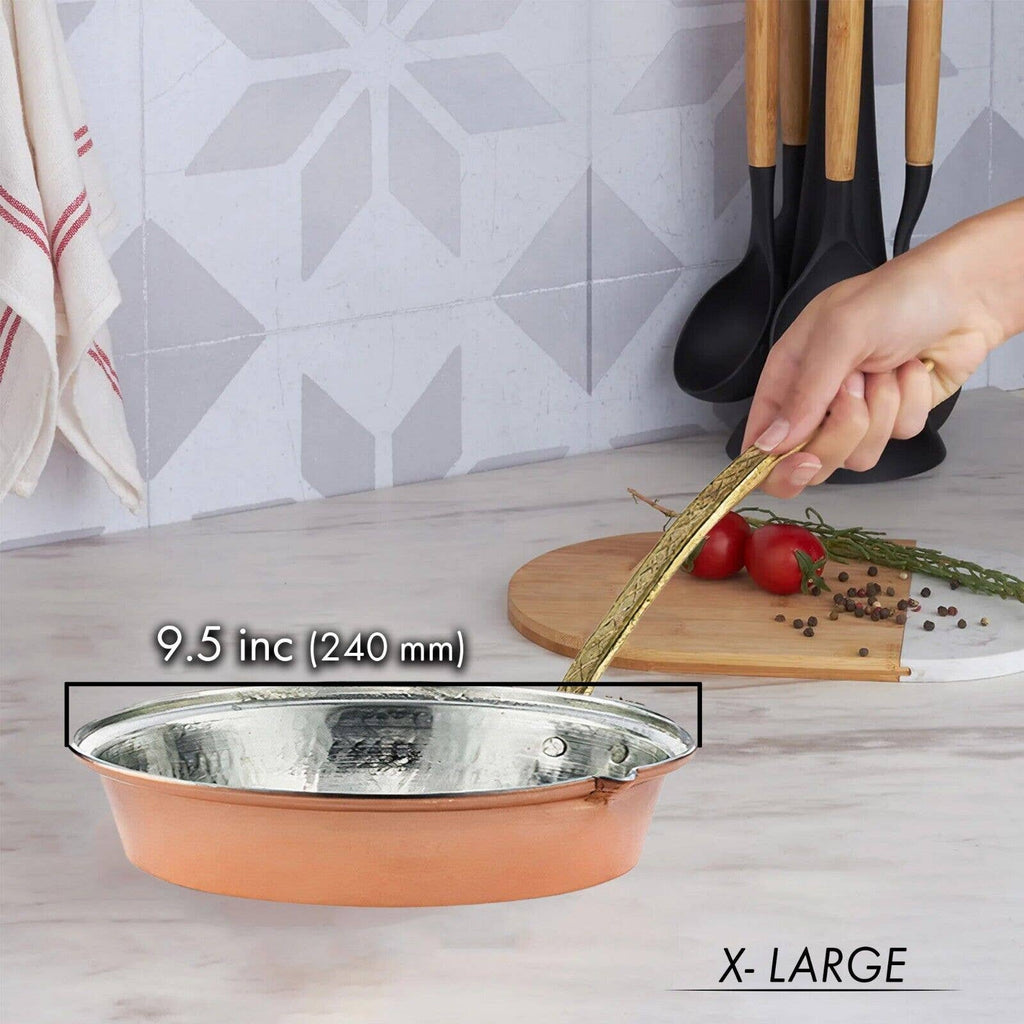 Copper Saute Frying Pan with Long Handle 9.5"