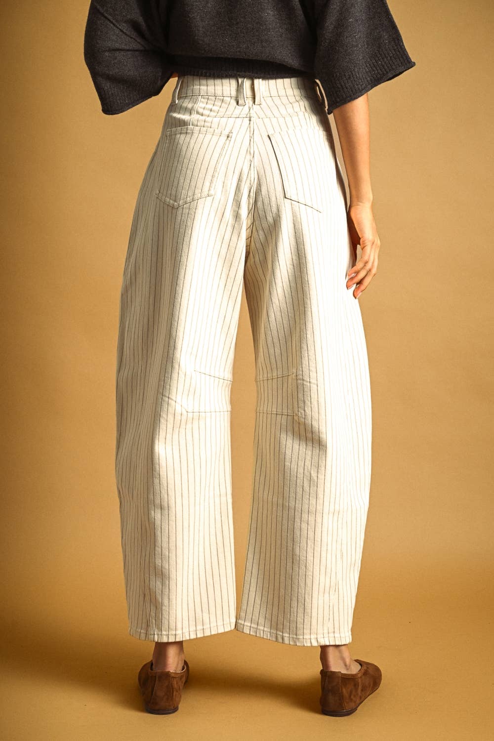 Pinstriped Barrel Pants