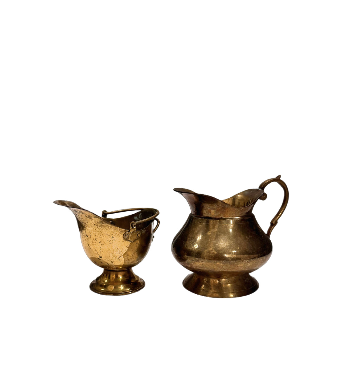 Vintage Brass Creamer & Sugar Bowl Set