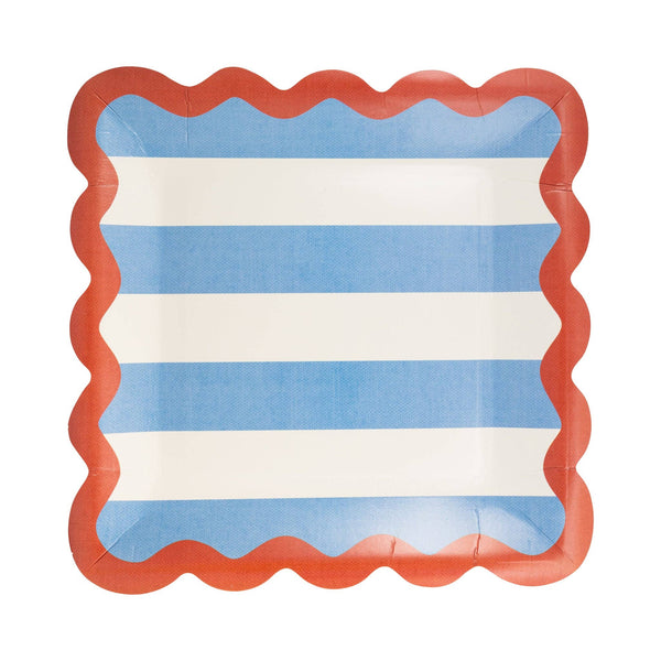 Hamptons Stripes 9" Ric Rac Trim Paper Plate