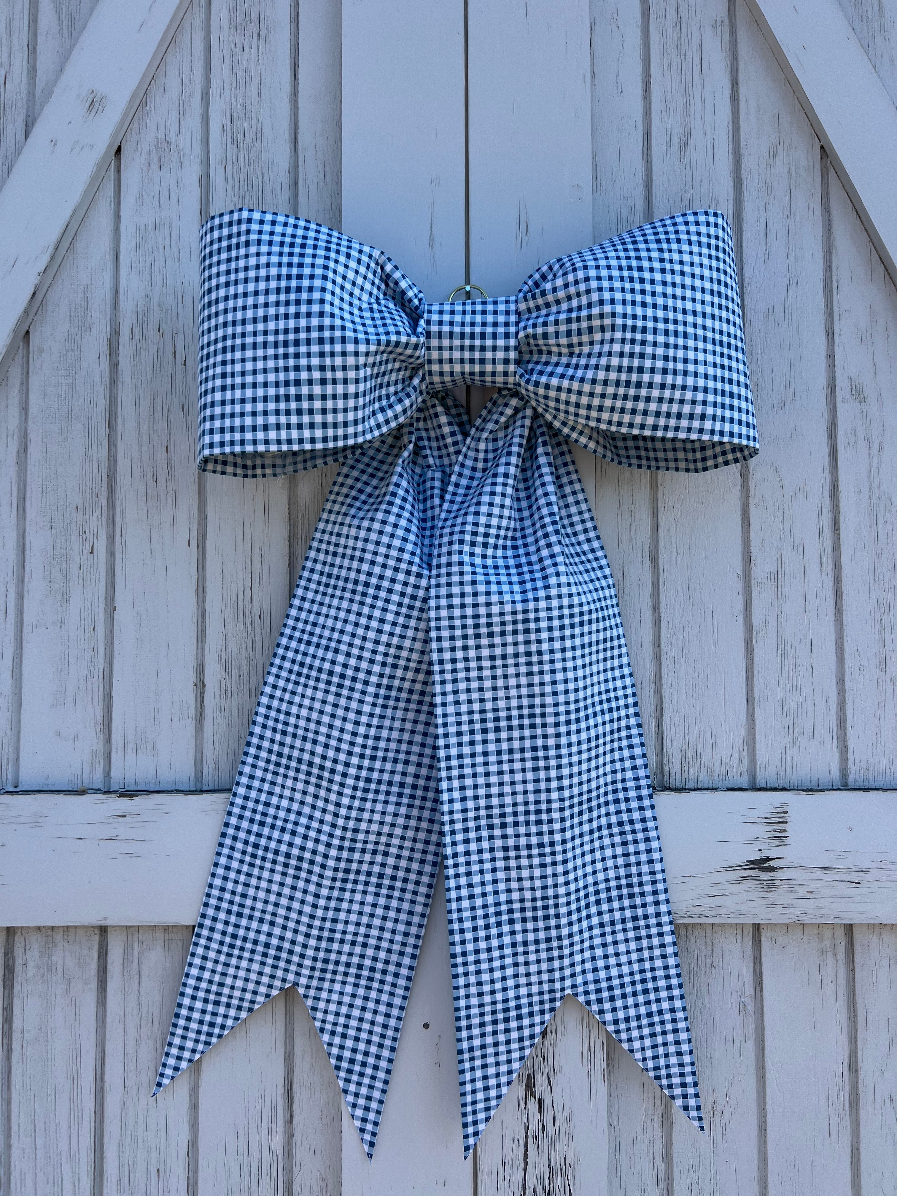 Blue and White Gingham Bow