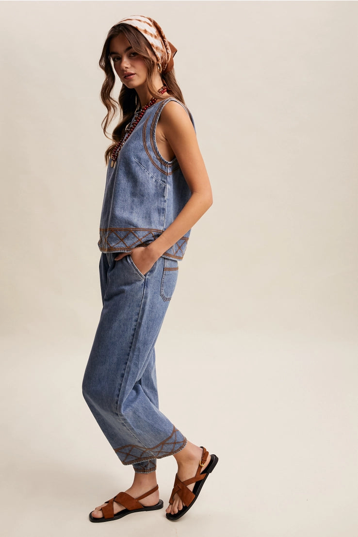 Denim Tank & Pants Set in Drift Blue