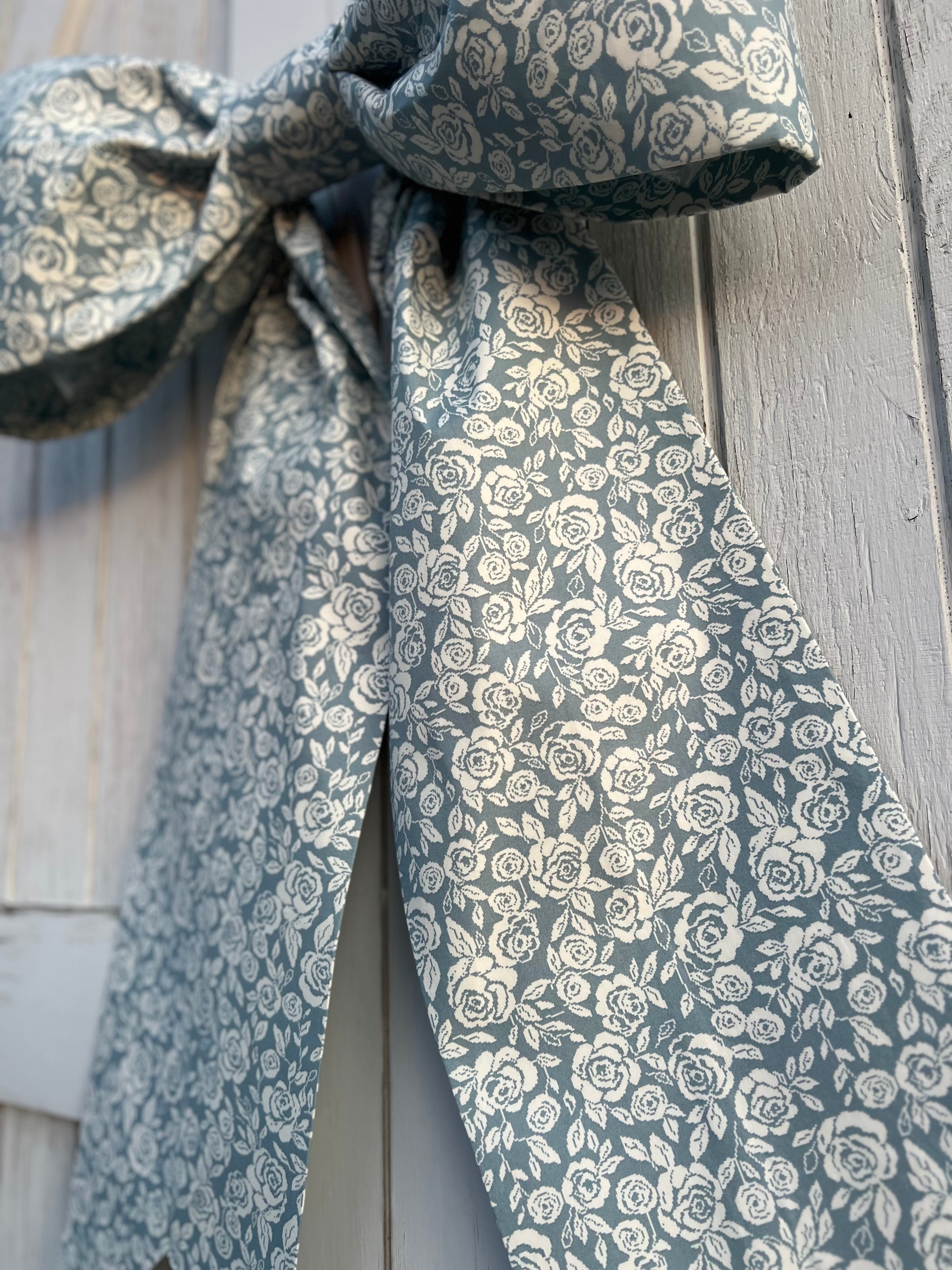 Blue & White Rose Bow