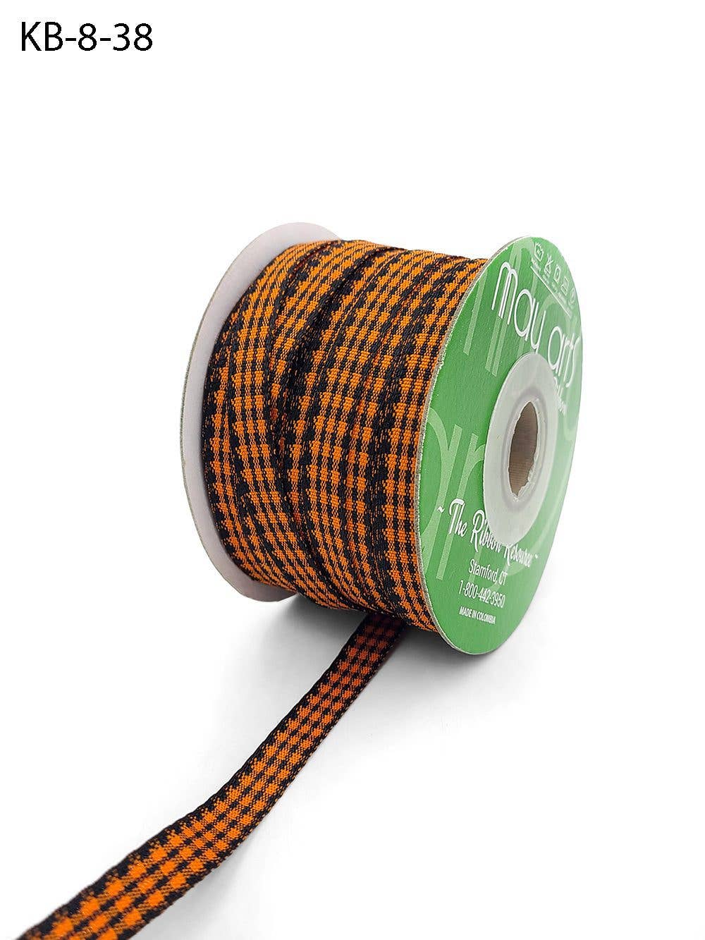 Black & Orange Checkered Gingham Ribbon