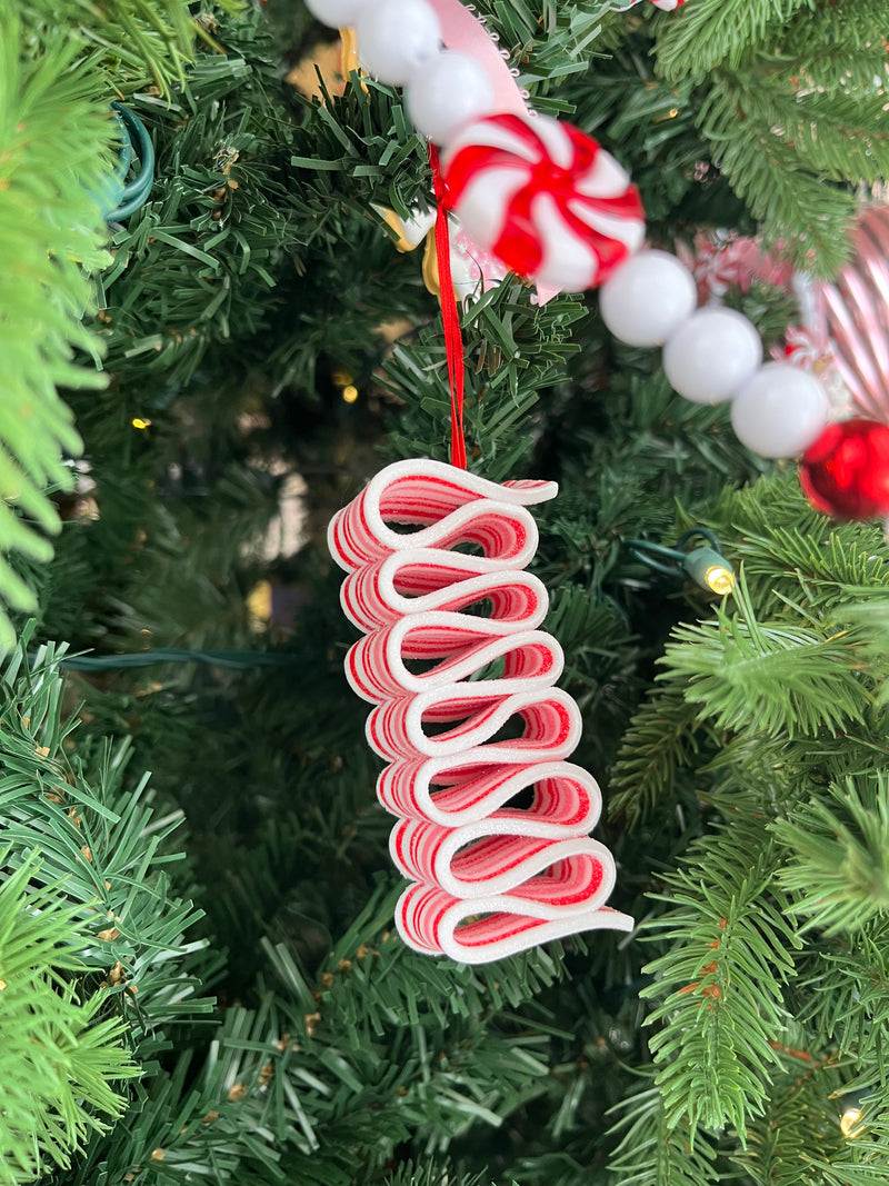 Red and White Ribbon Candy Ornament