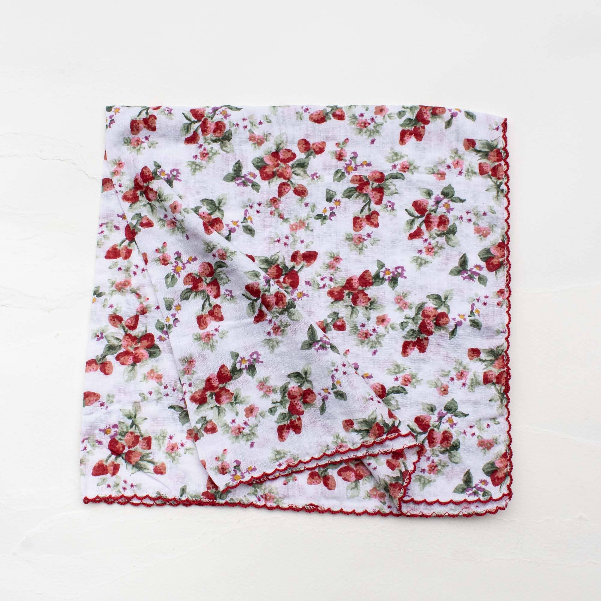 Vintage Strawberry Cotton Scarf