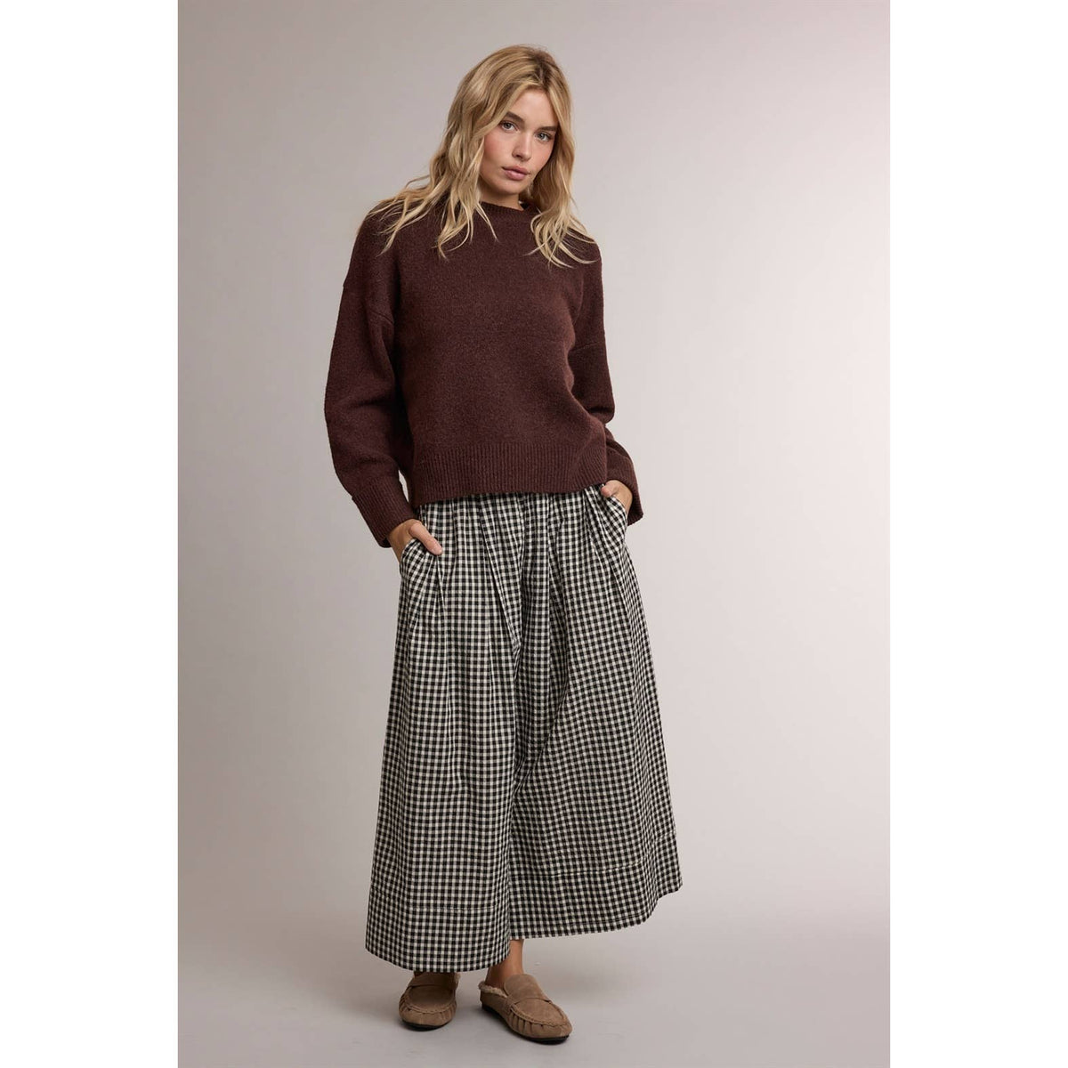 Gingham Wide Leg Pants