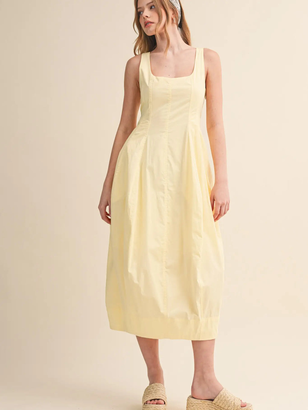 Yellow Tulip Hem Midi Dress