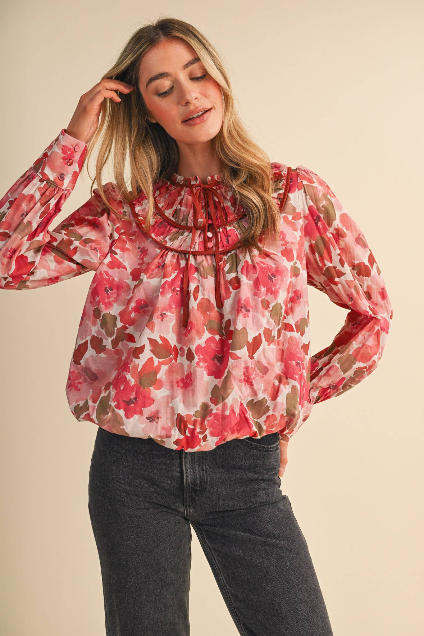 Floral Bubble Hem Top