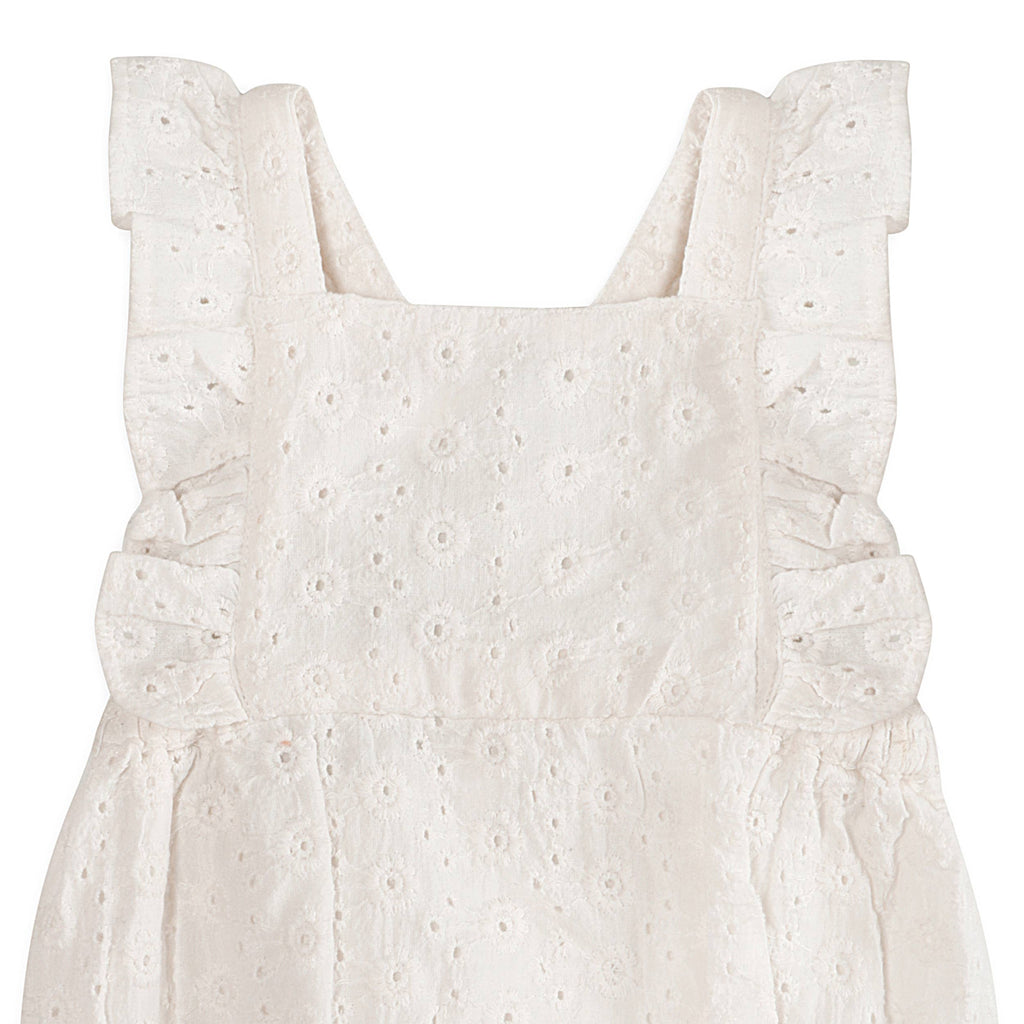 Alaina Schiffli Baby Romper + Headband Set