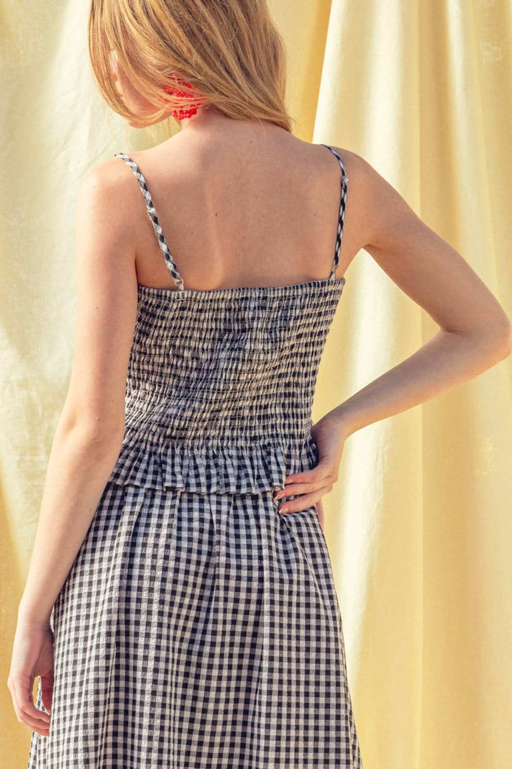 Gingham Smocking Tank Top