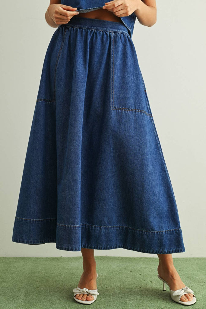Soft Denim A Line Skirt