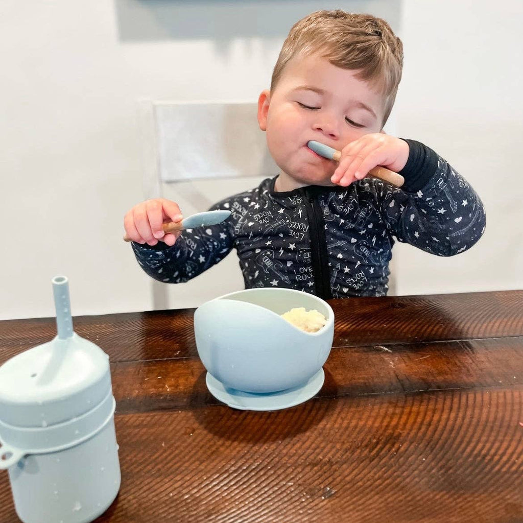 Silicone & Beechwood Toddler Spoons Set