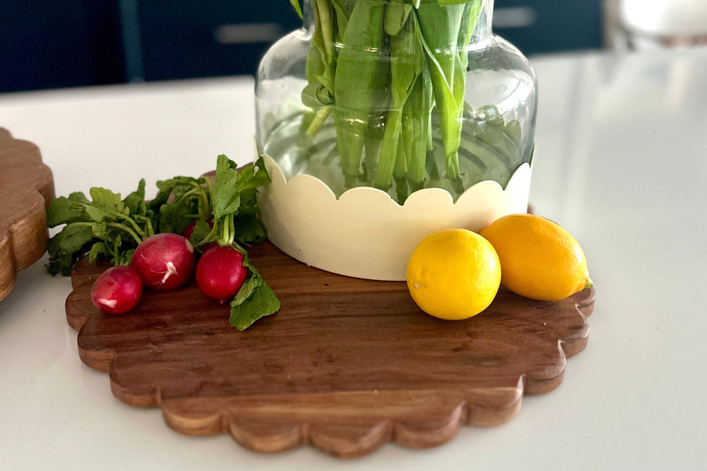 Round Scalloped Cutting Board Charger
