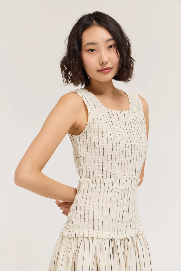 Smocked Bodice Stripe Dress