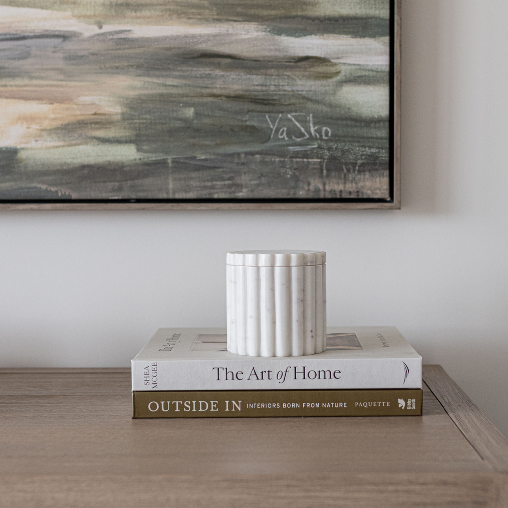 White Marble Fluted Jar Canister