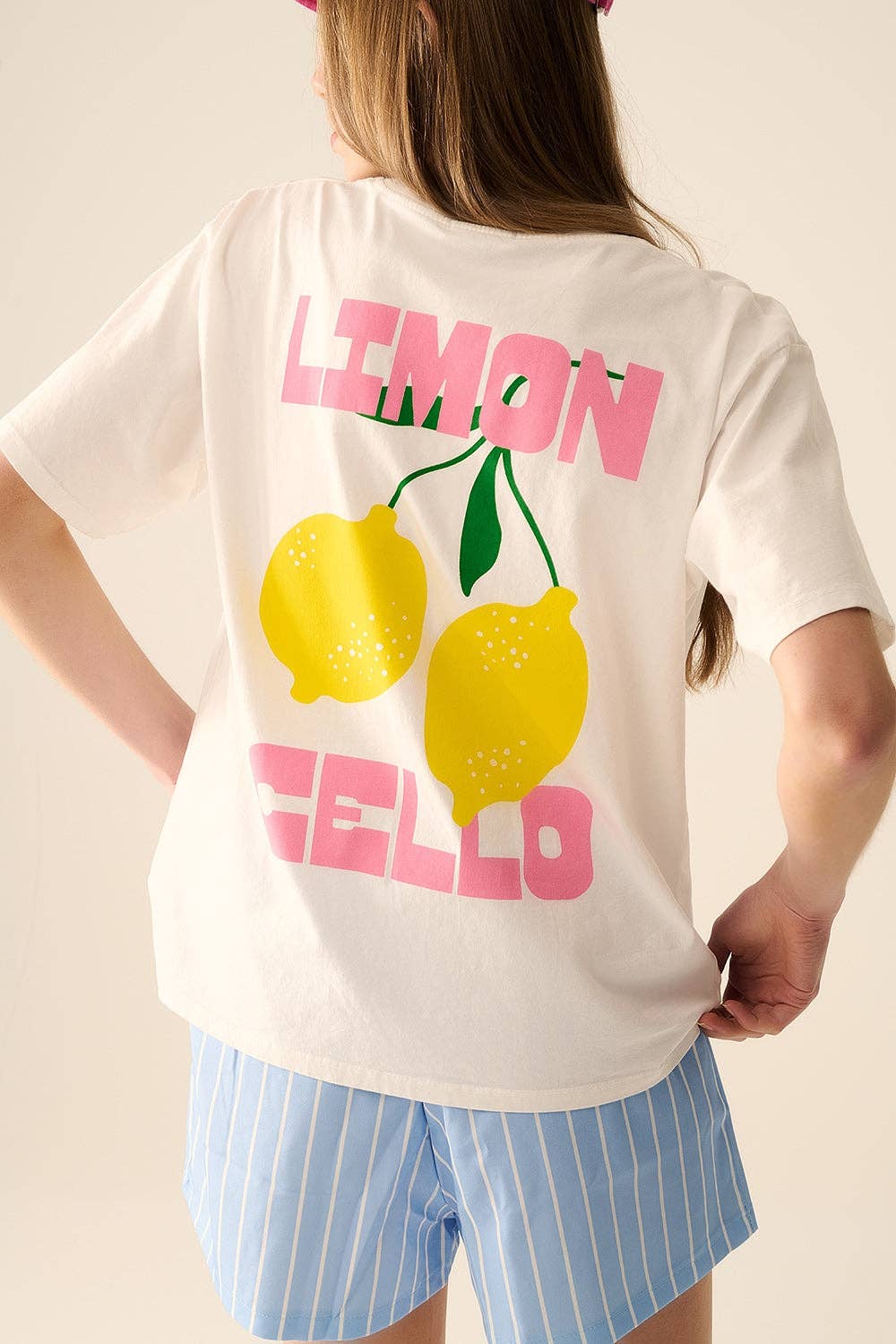 Lemon Print Relaxed White T-Shirt