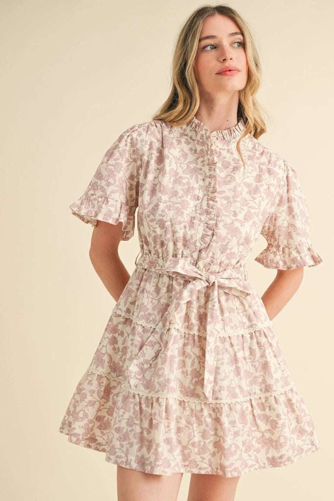 Ruffled Floral Mini Dress